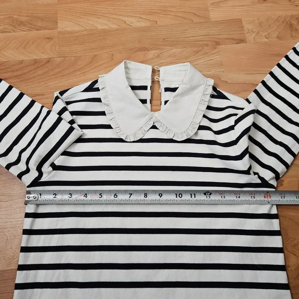 Kate Spade New York Poplin Collar Striped Tee Dress French Cream XS Preppy